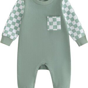 Stylish Plaid Baby Romper for Boys & Girls: Perfect First Christmas Attire 0-18M
